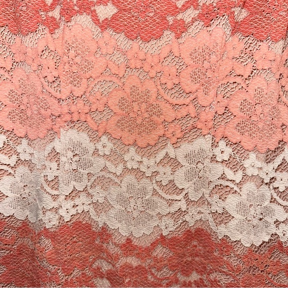 Erin Fetherstone - Lace Stripes Pencil Sheath Dress Pink Coral - Picture 4 of 7